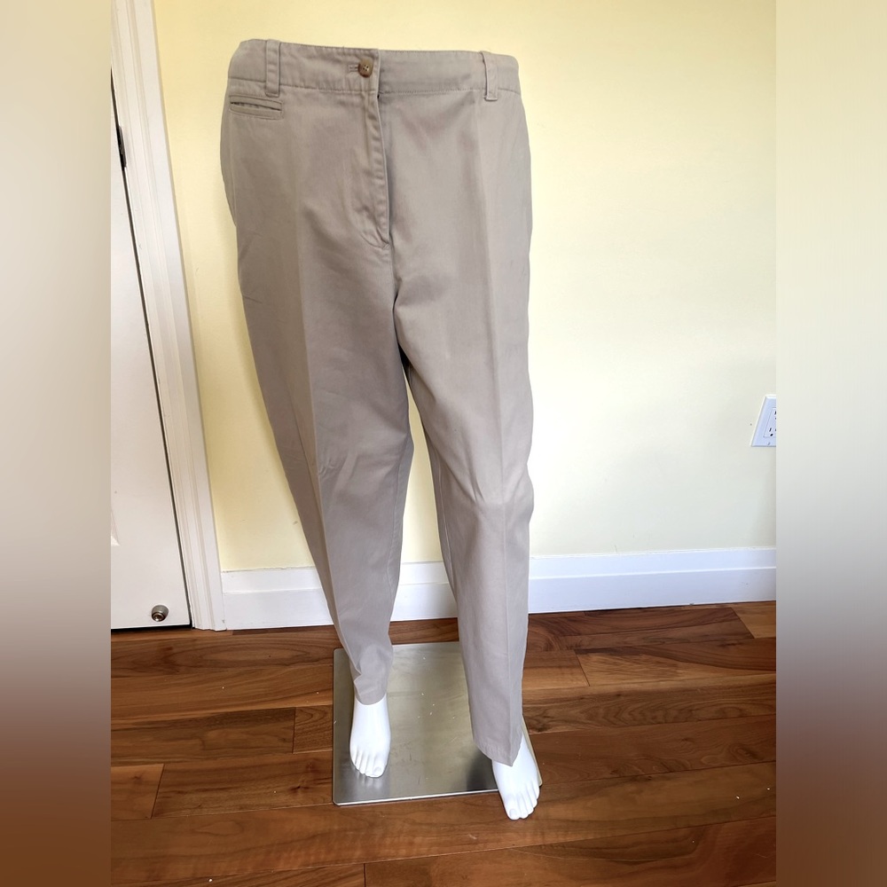 Ralph Lauren beige 100% cotton pants high waist straight legs pockets US 14